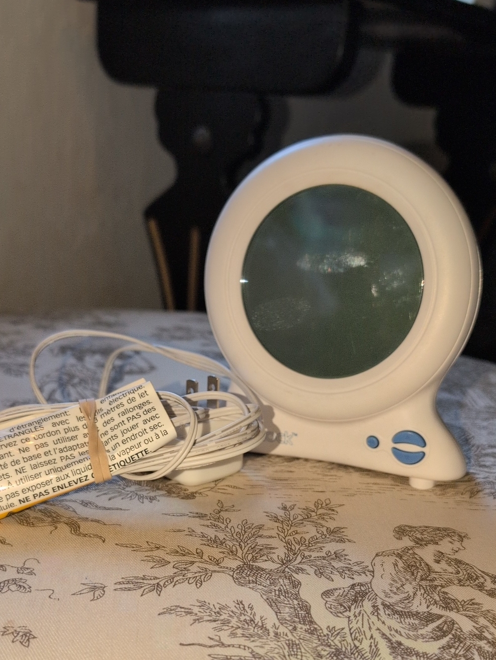 White Kids Night Light Soother with Blue Accents